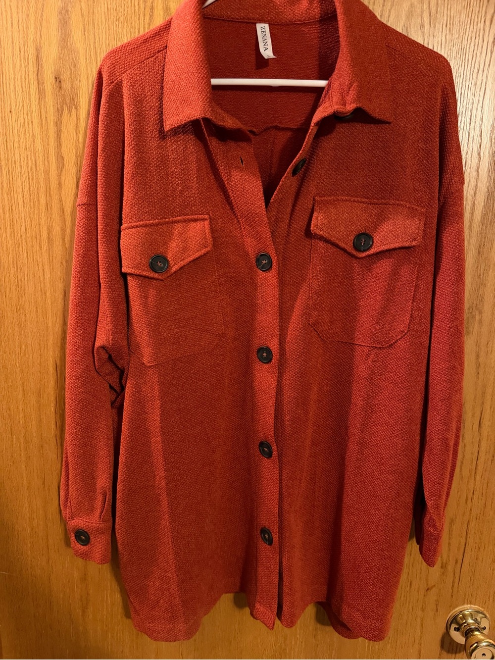 Zenana Outfitters Rust Button-Front Utility Jacket